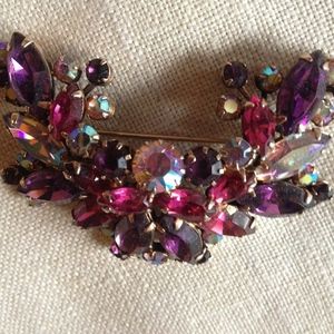 Vintage Weiss Purple/Pink Rhinestone Pin/Brooch